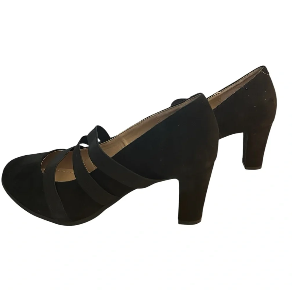 Journee Collection Black Suede Multi-Strap Mary Jane Heels Women’s Size 9 - Picture 5 of 9